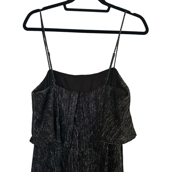 Lulus Elegant Shimmer Shiny Black and Silver Plisse Maxi Dress - Picture 8 of 13